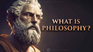 A statue of a man with a beard and the words `` what is philosophy ''.