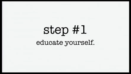 Step # 1 educate yourself is written in black on a white background.