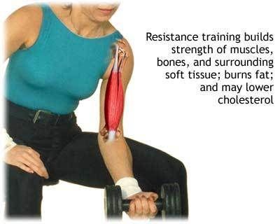 Resistance training builds strength of muscles bones and surrounding soft tissue