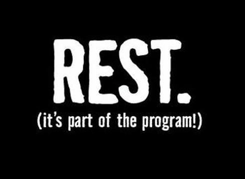 A black background with white text that says rest it 's part of the program