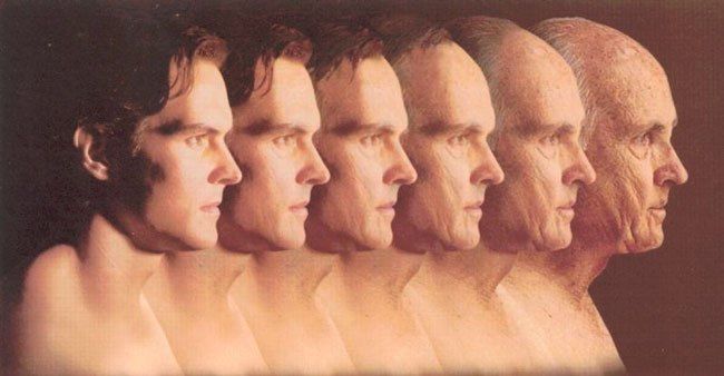 A man 's face is shown in different stages of aging