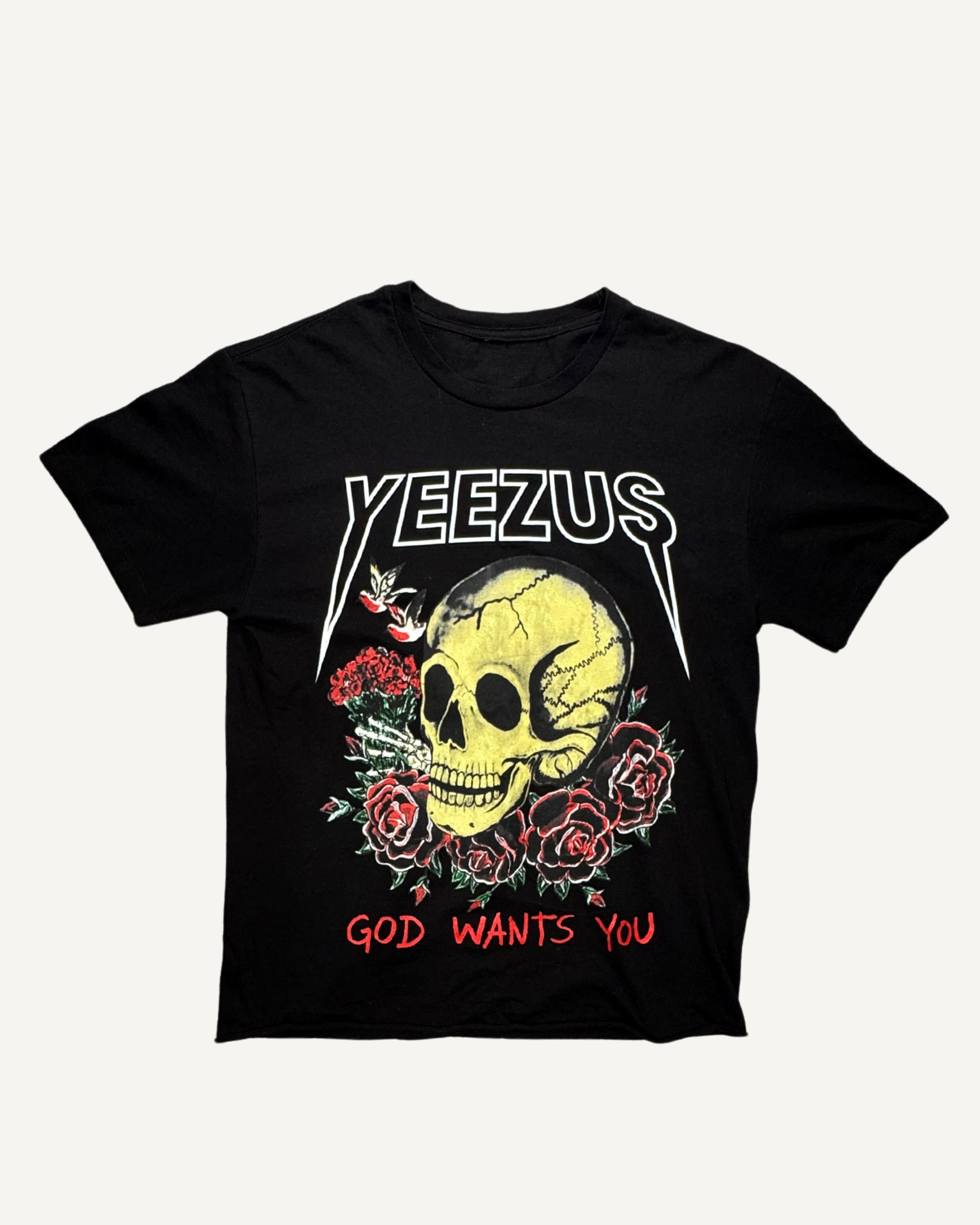 2013 Cropped Yeezus Tour 'God Wants You' Big Skull T-Shirt