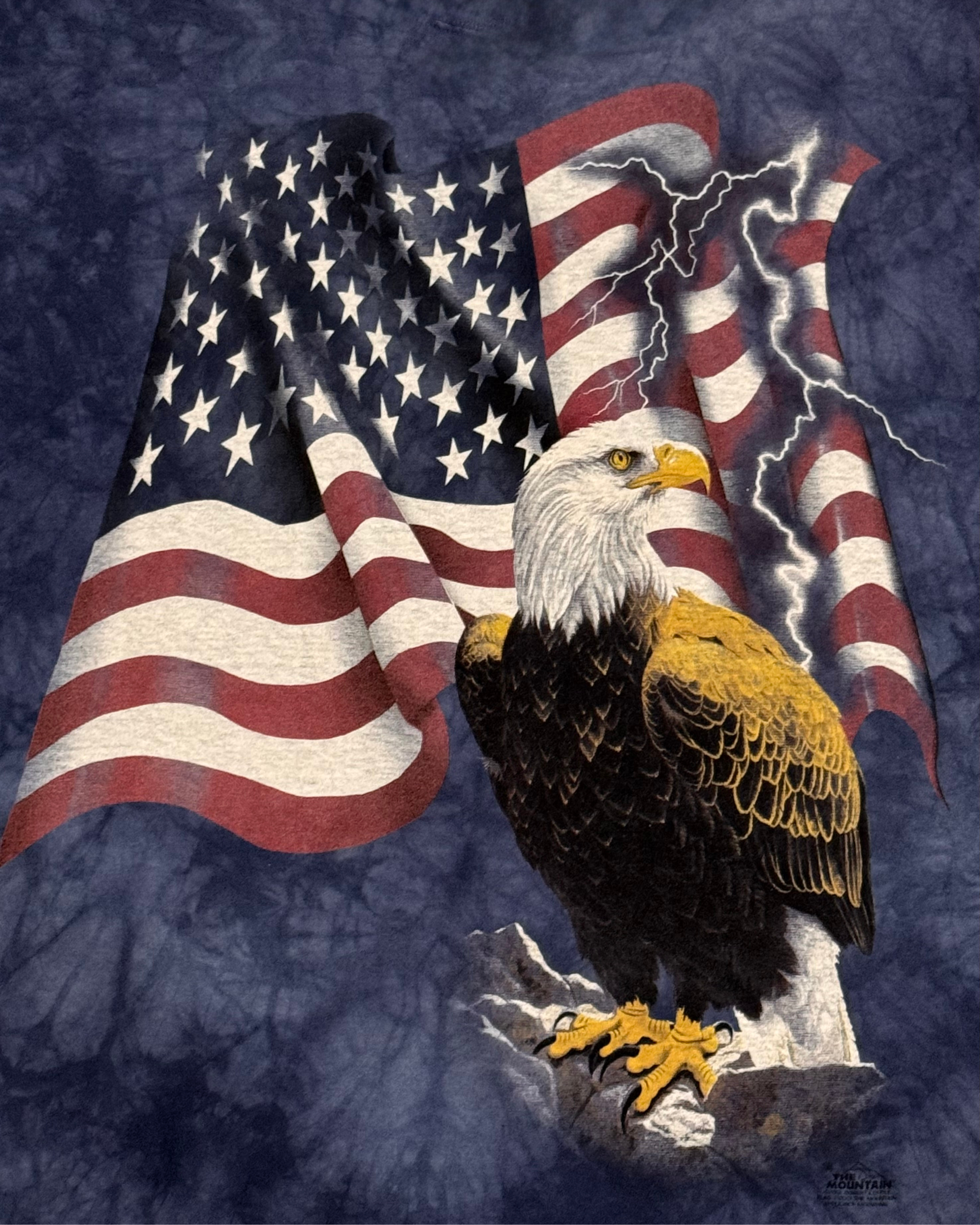 Vintage 2001 The Mountain Patriotic Bald Eagle Tie-Dye T-Shirt