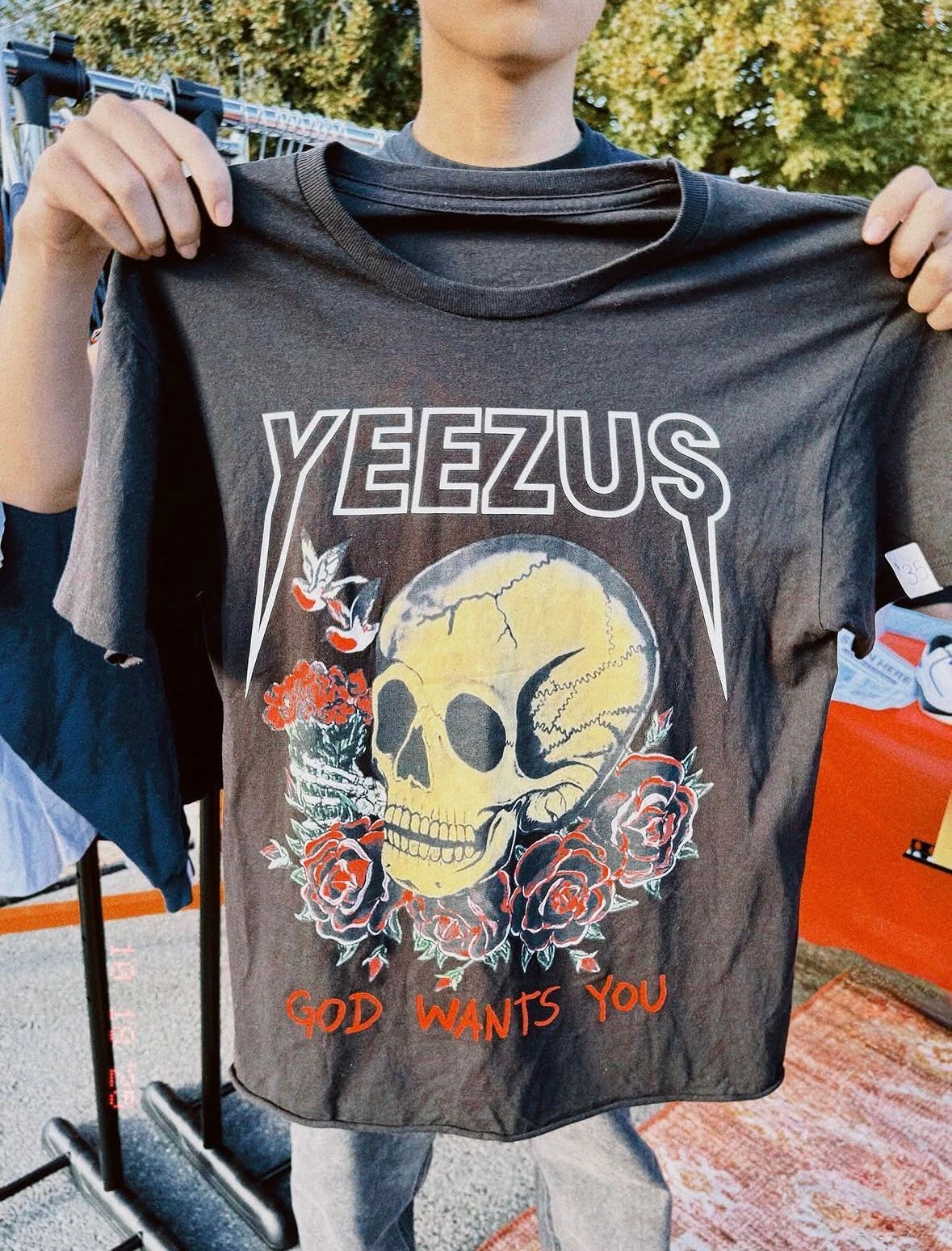 2013 Cropped Yeezus Tour 'God Wants You' Big Skull T-Shirt
