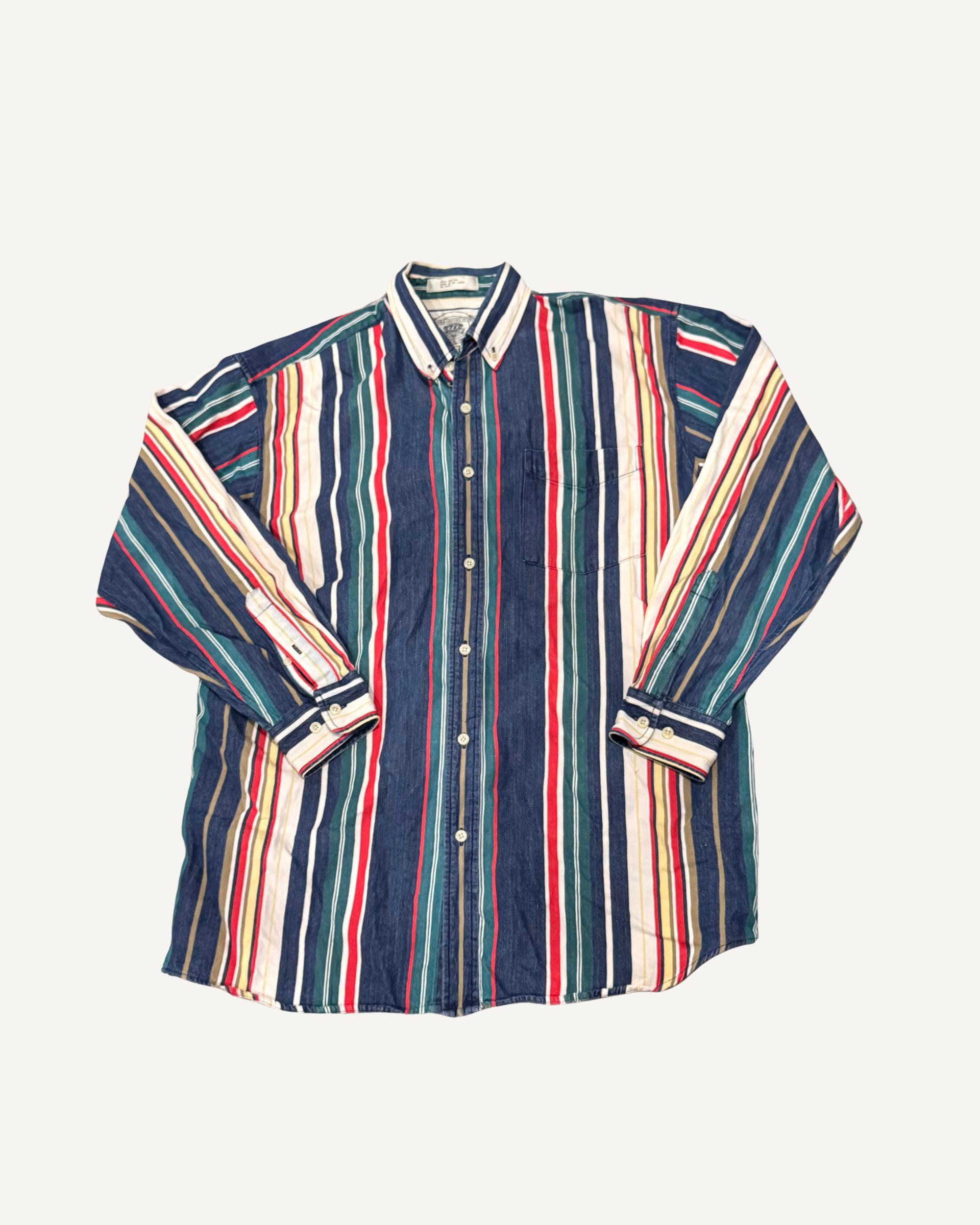 Vintage John Ashford Sport Multi-Color Striped Button-Down Shirt