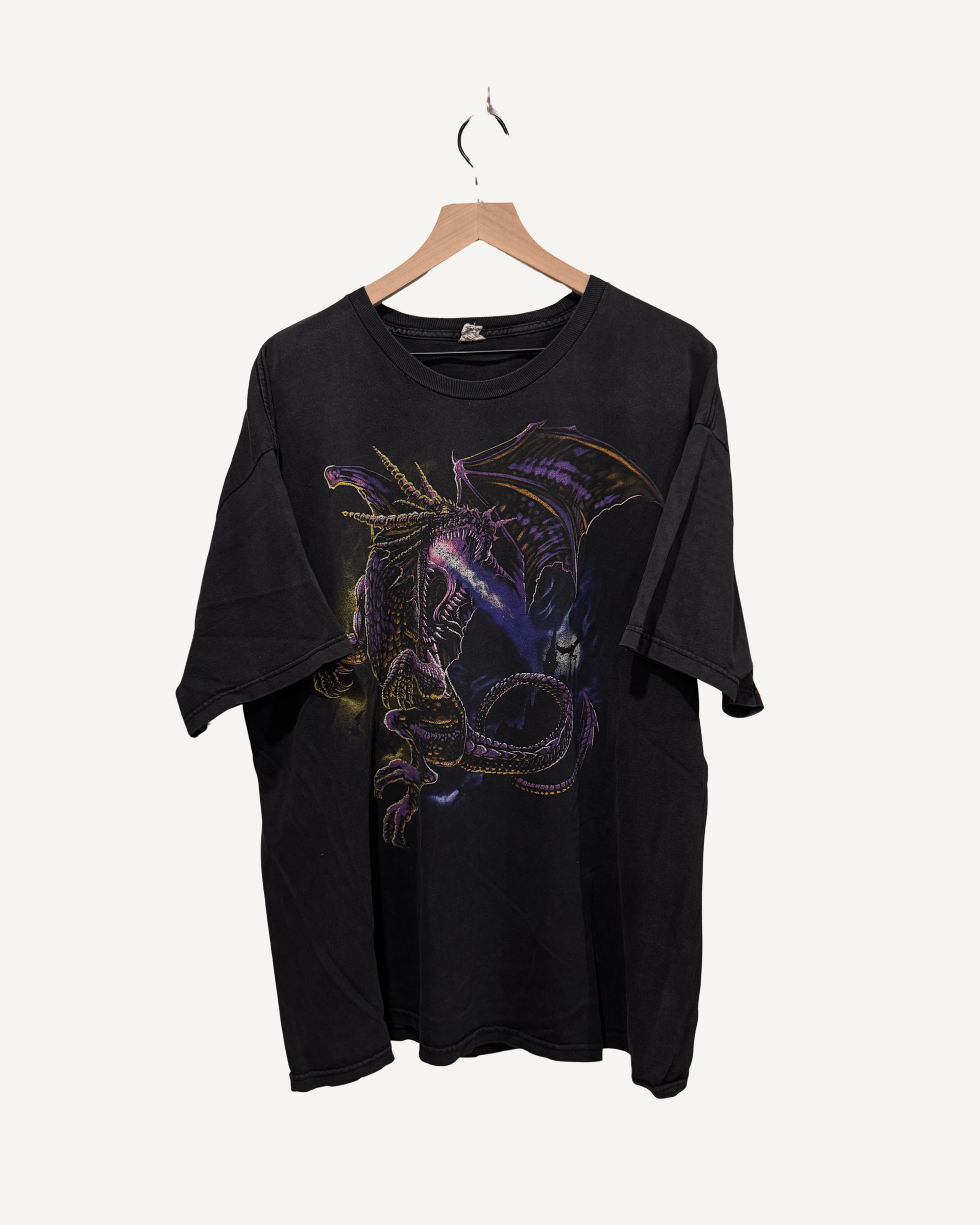 Vintage Mythical Purple Dragon Beam Graphic T-Shirt