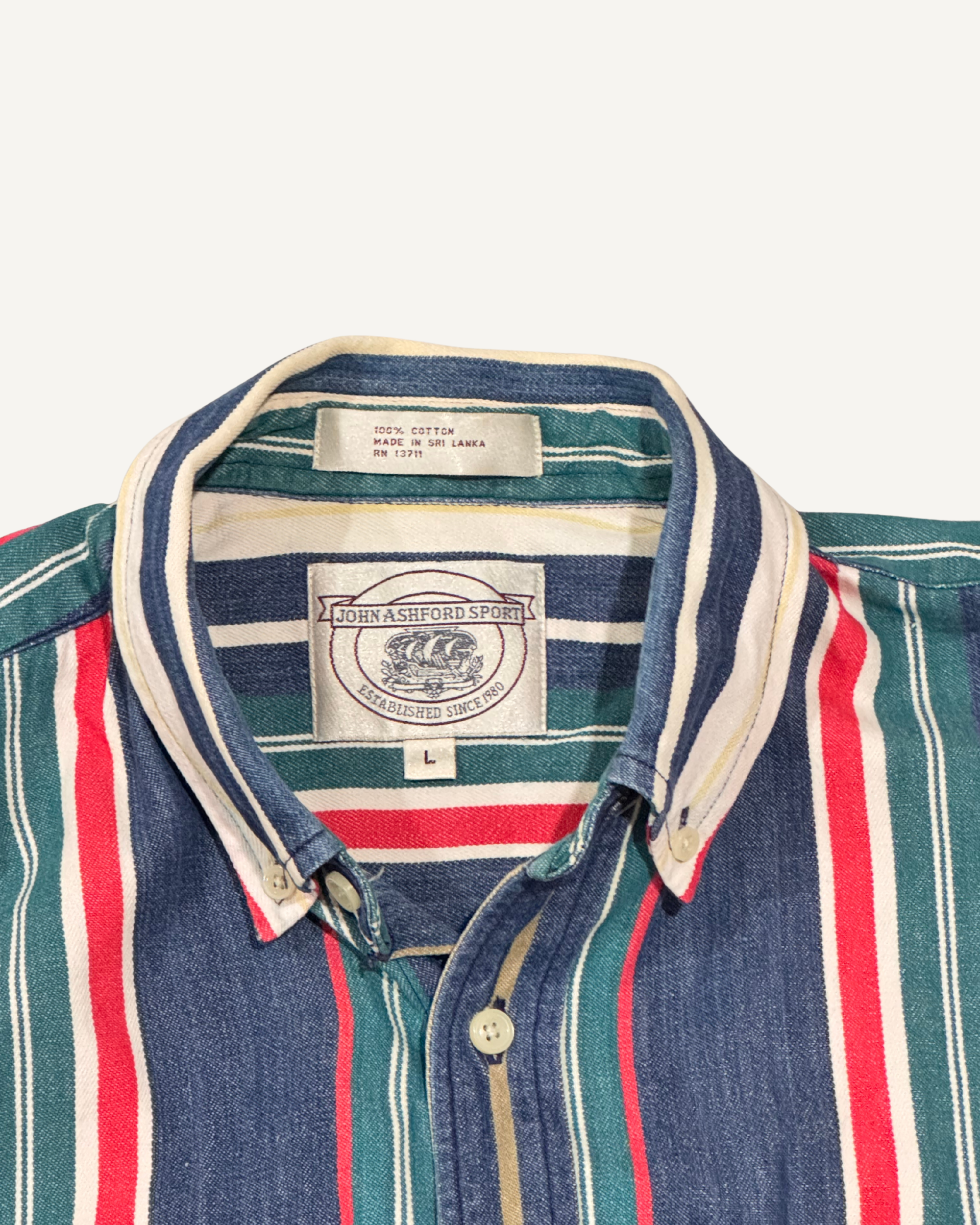 Vintage John Ashford Sport Multi-Color Striped Button-Down Shirt