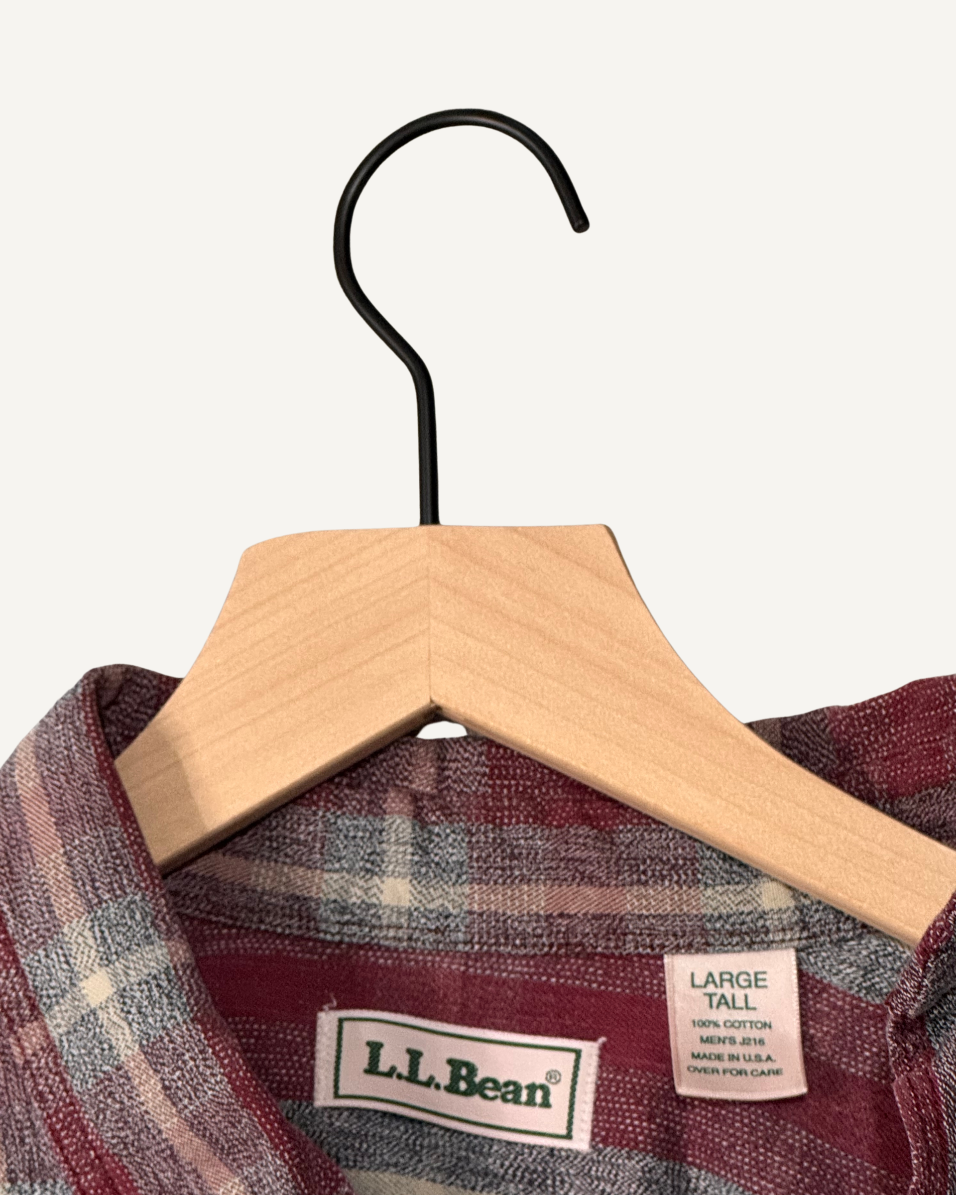 Vintage L.L. Bean Traditional Painters Plaid Flannel Shirt - Burgundy & Grey