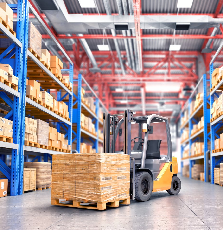 forklift in warehouse