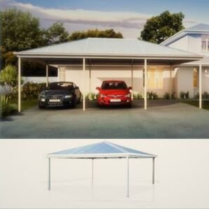 Best Value and Strongest Hip roof – Available in all custom made sizes -The Hip Roof Carport works well with Australian house designs, and they are especially popular in Sydney and Brisbane.