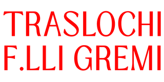 Testo rosso con la scritta &ldquo;TRASLOCHI F.LLI GREMI&rdquo; su sfondo bianco