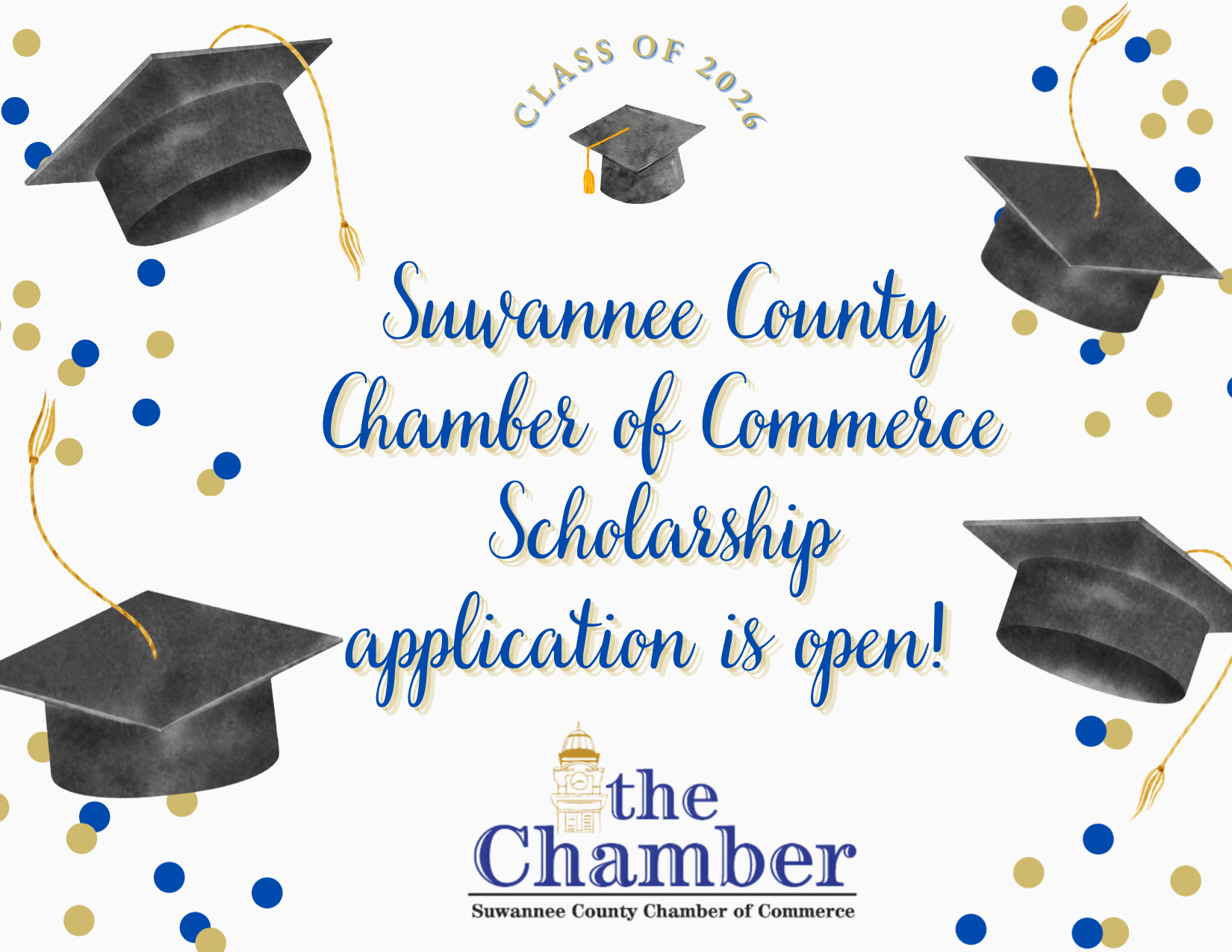 2025 Chamber Scholarship winners: Madison Ward (BHS), Claire Palmer (SHS), and Elaina Bentes (Riveroak) holding awards.