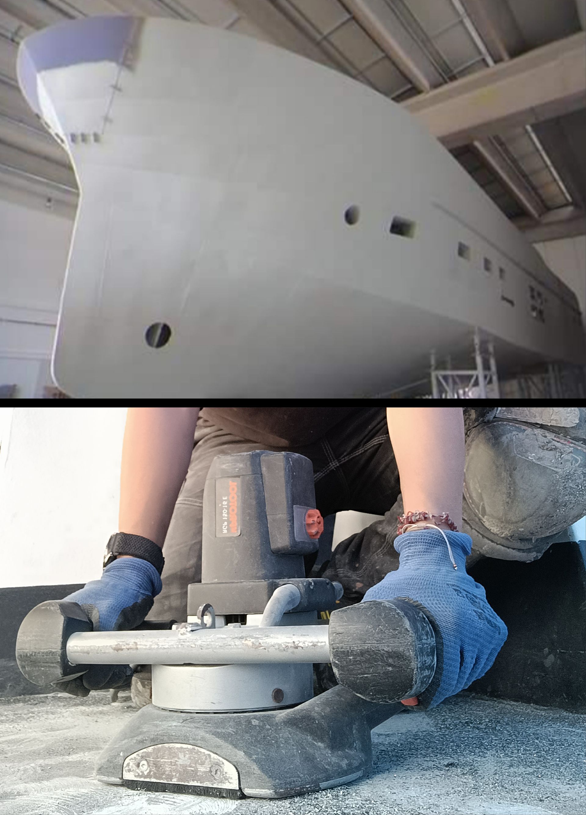 scafo imbarcazione sabbiato e riverniciato