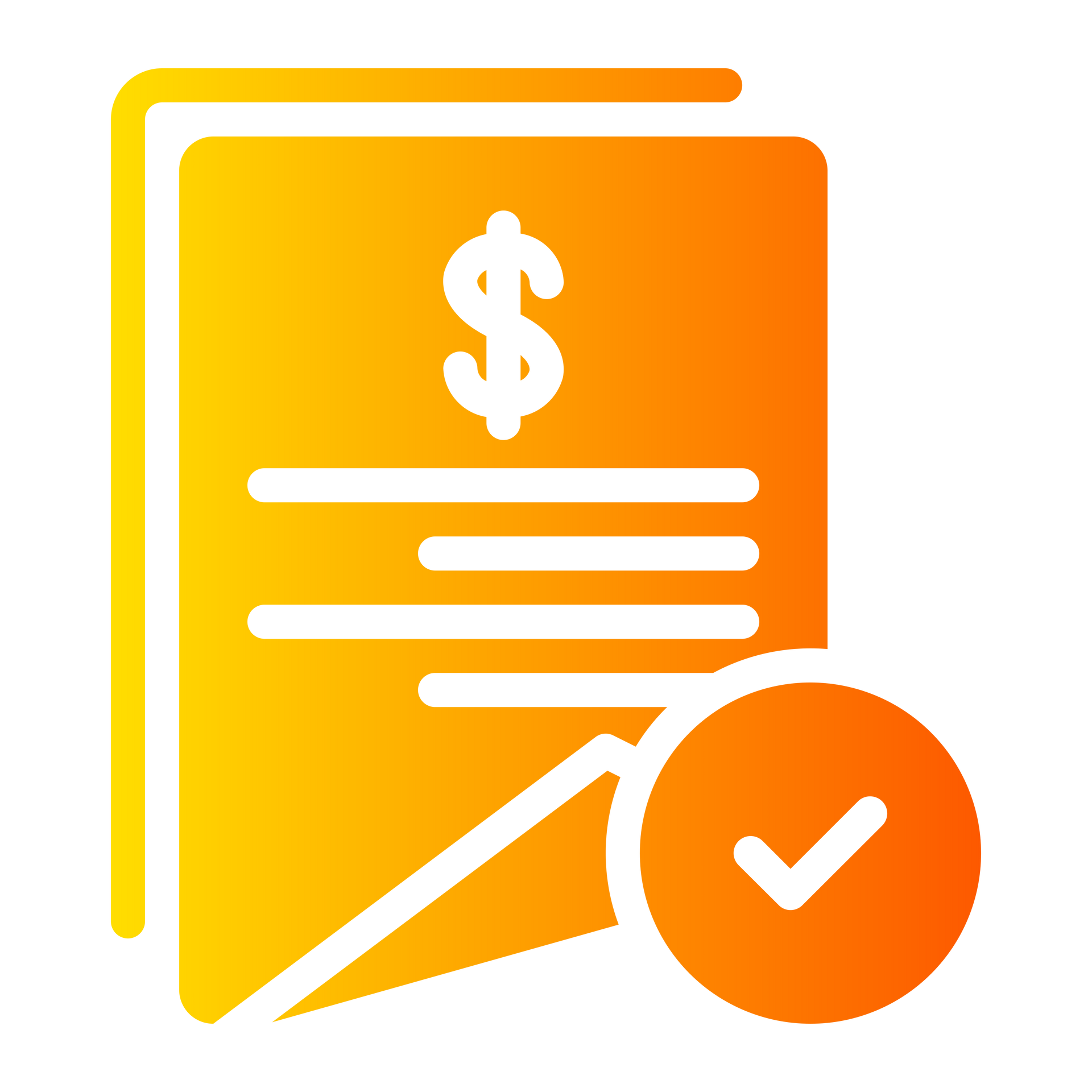 Invoice document with a dollar sign and a check mark. Invoice document with a dollar sign and a check mark.