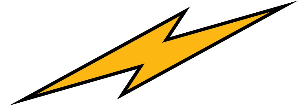 A yellow lightning bolt with a black outline on a white background.