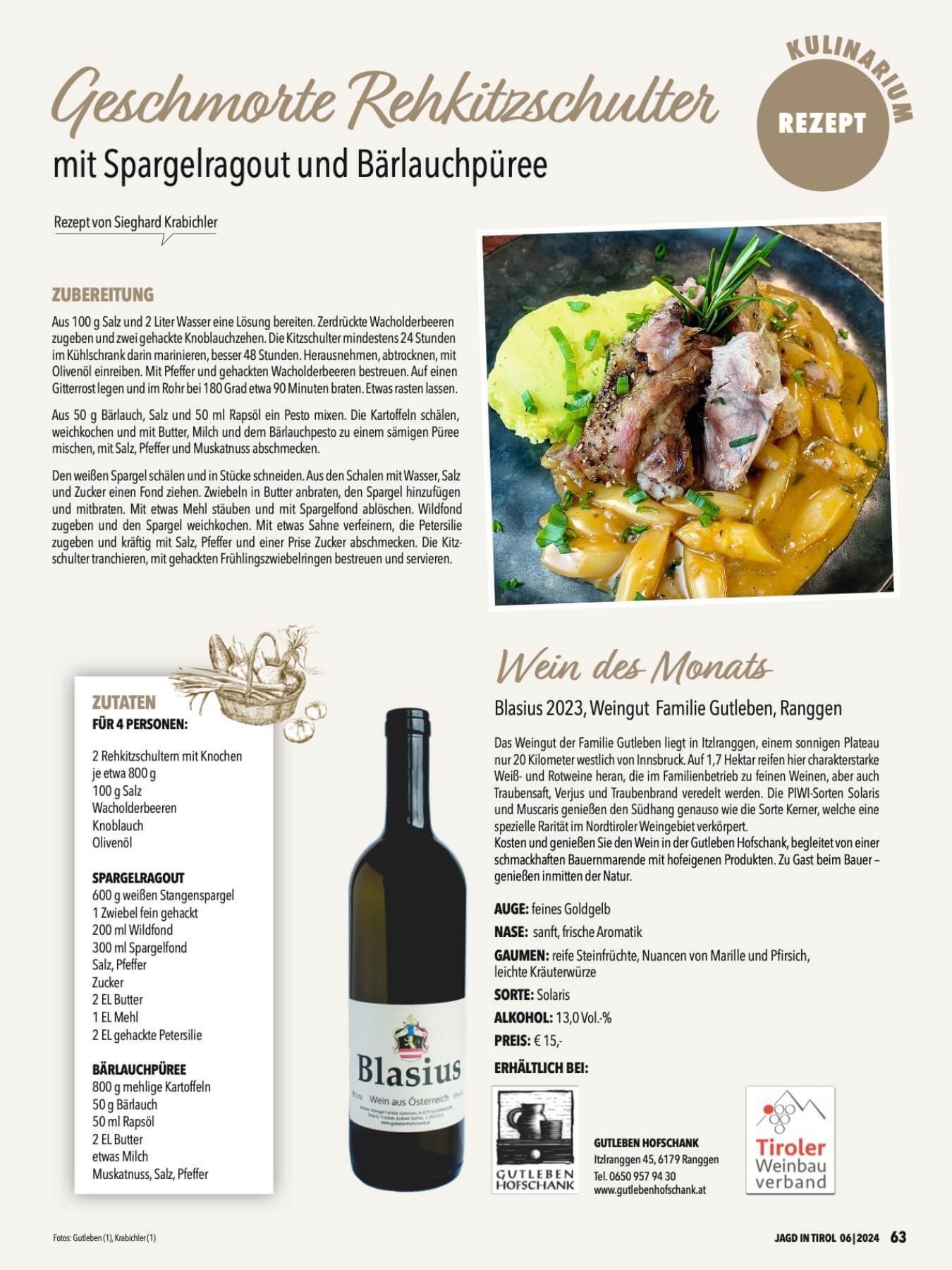 Wein Tirol, Kulinarik und Wein Rezept