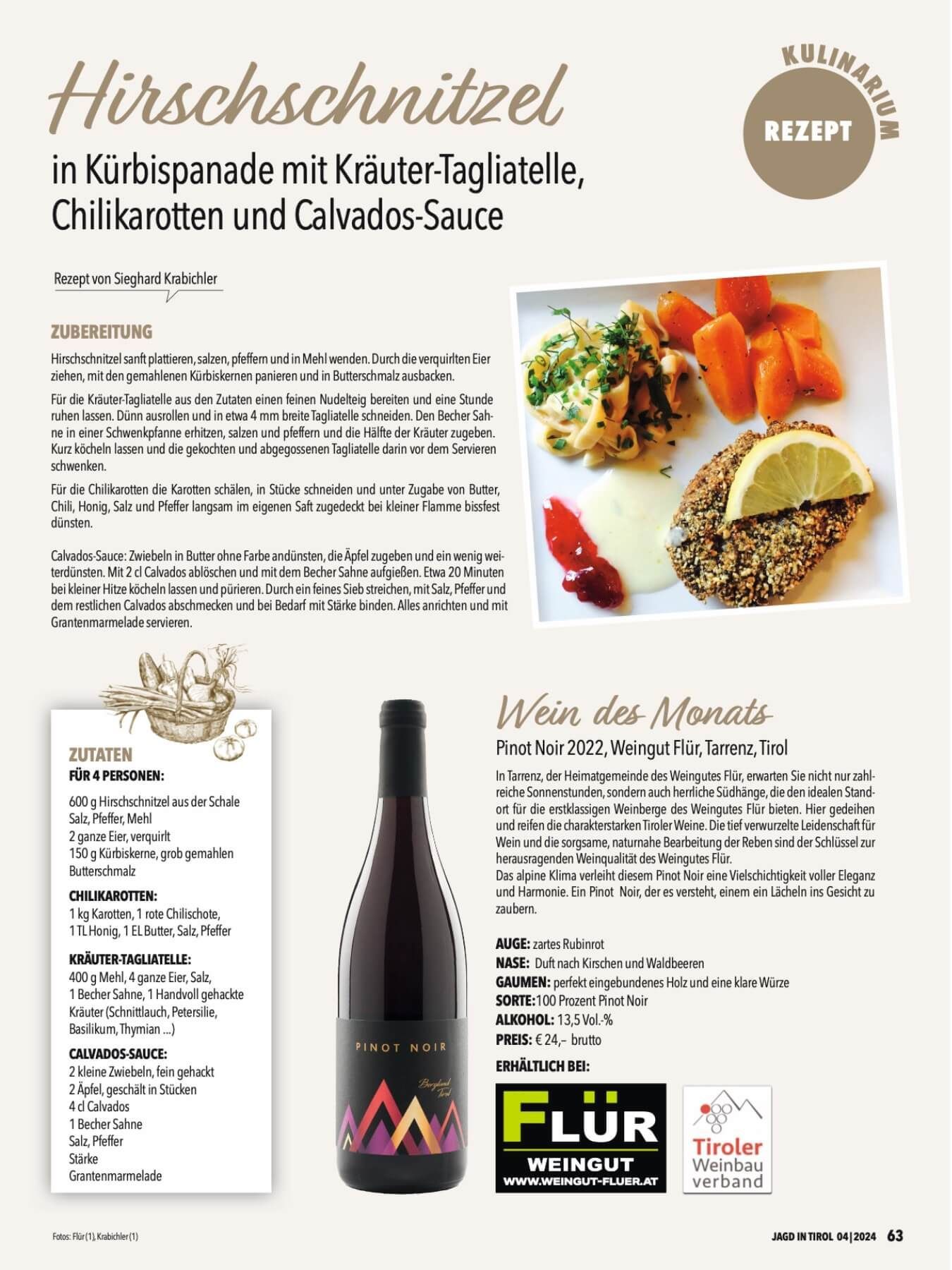 Wein Tirol, Kulinarik und Wein Rezept