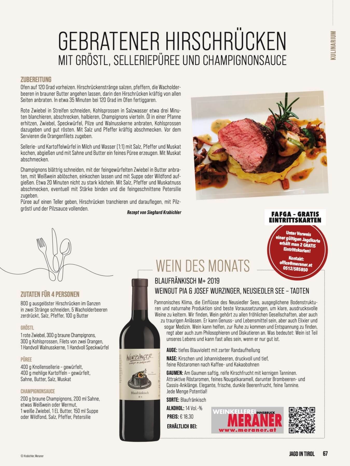 Wein Tirol, Kulinarik und Wein Rezept