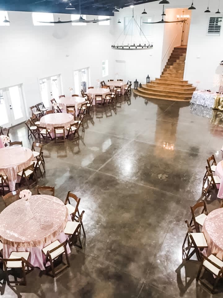 Wedding reception tables and chairs