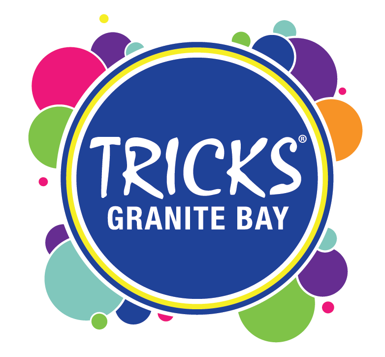 The logo for tricks granite bay is surrounded by colorful bubbles.