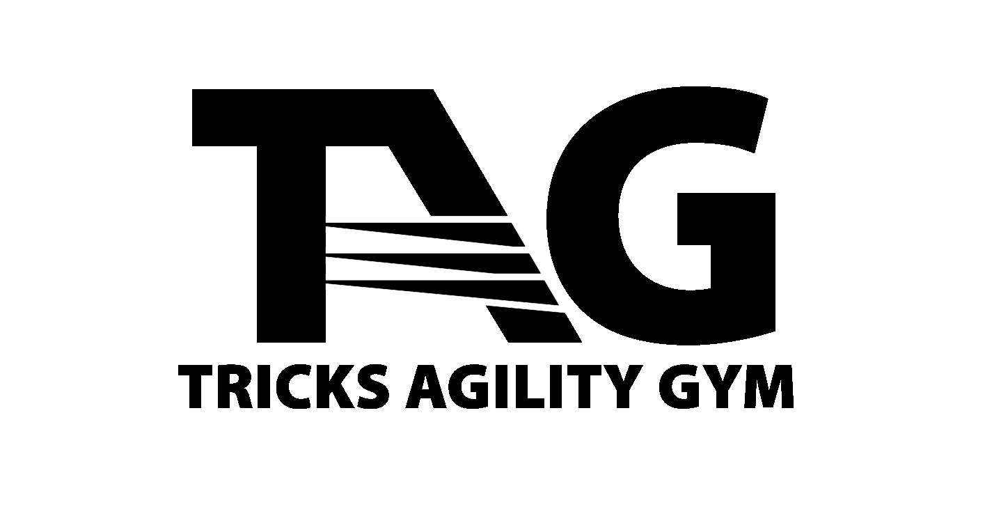 A black and white logo for tricks agility gym.