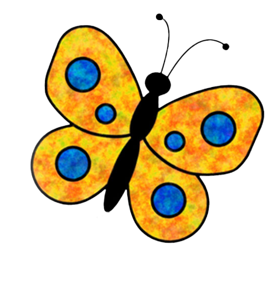 A yellow butterfly with blue circles on its wings