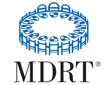 MDRT logo: blue circular design with a table-like shape;