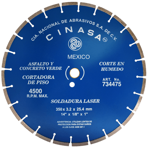 Una hoja de sierra circular que dice Cinasa.
