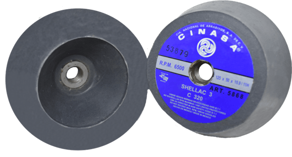 Un par de muelas abrasivas fabricadas por Ginaba.