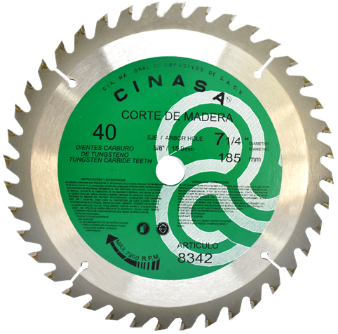 Una hoja de sierra circular que dice Cinasa.