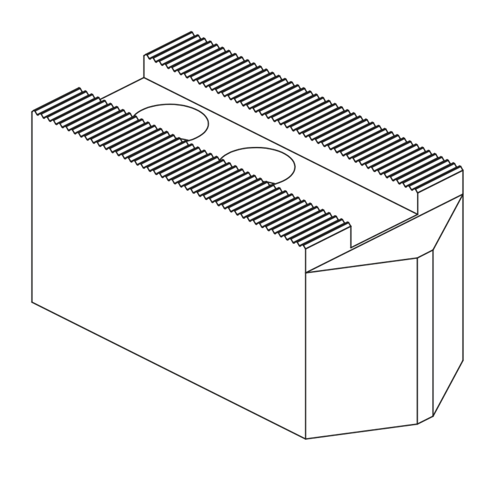 Un dibujo en blanco y negro de un bloque con agujeros.