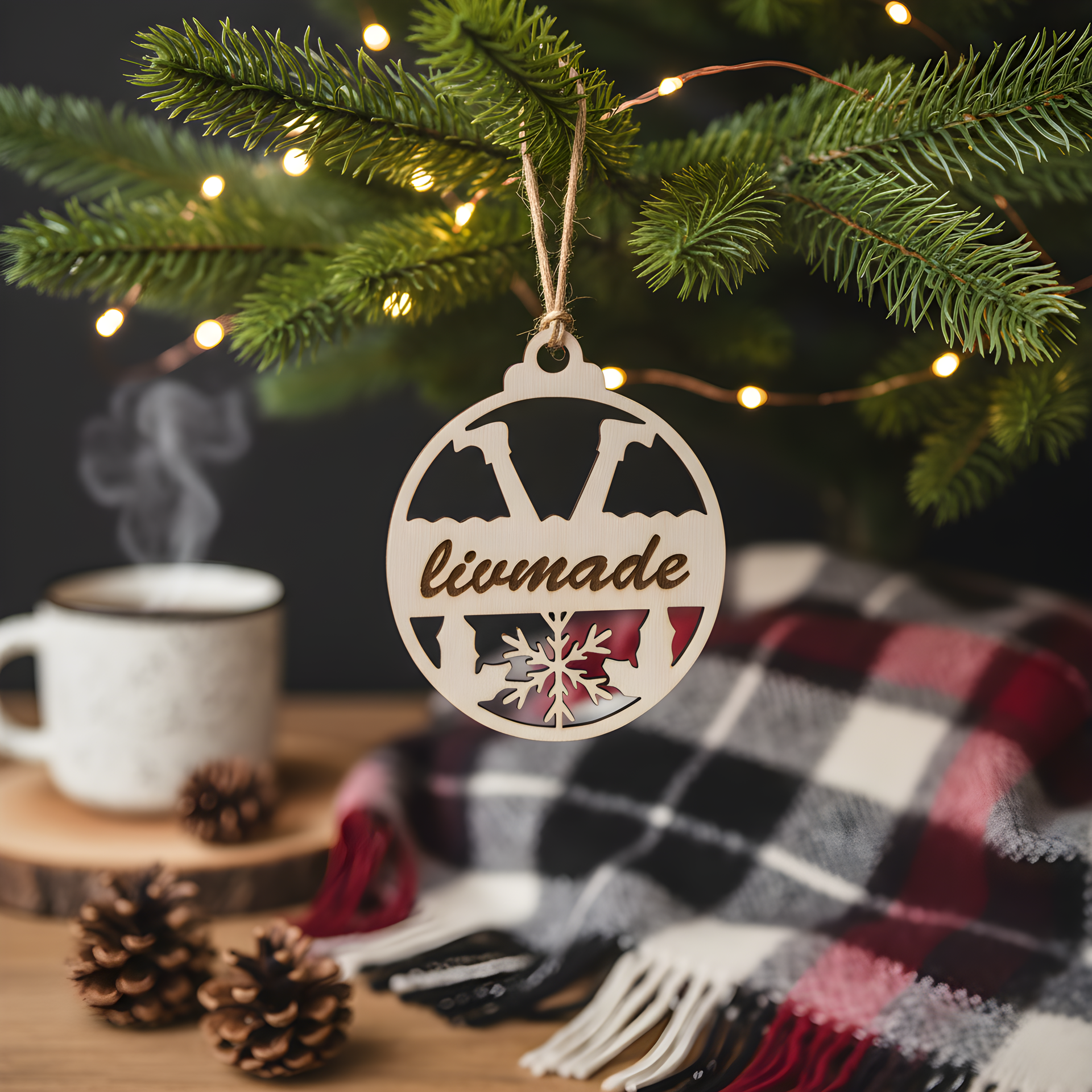 Houten kerst ornament met naam naar keuze