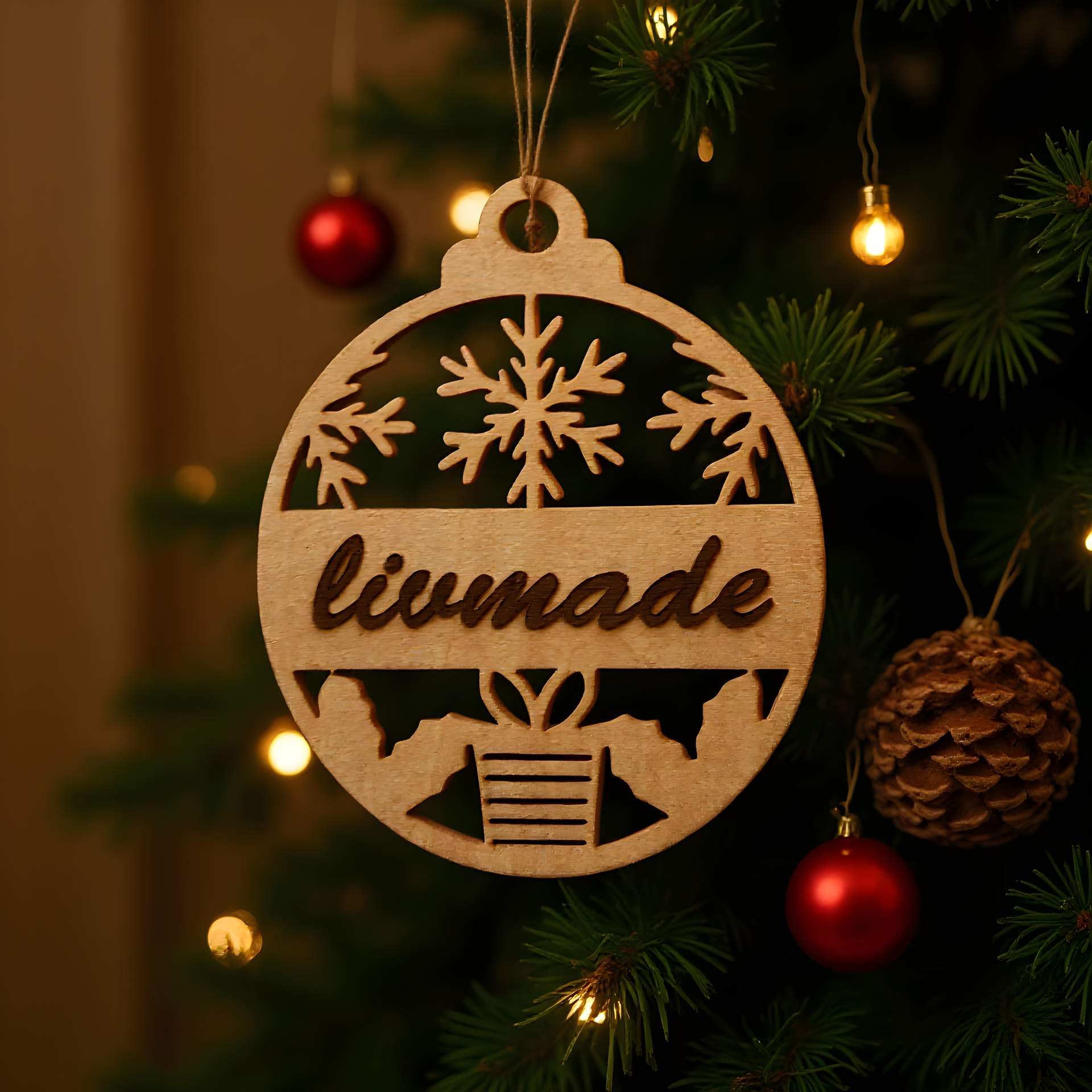 Houten kerst cadeau'tje met naam