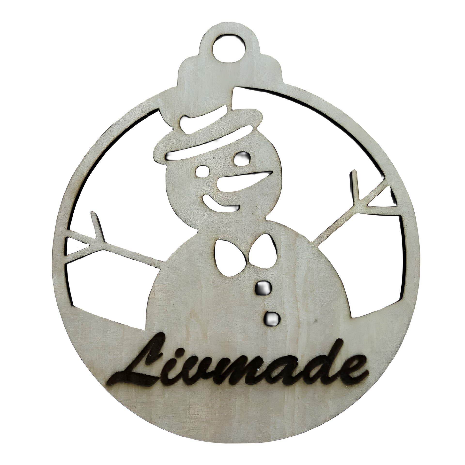 Houten kerst sneeuwman met naam