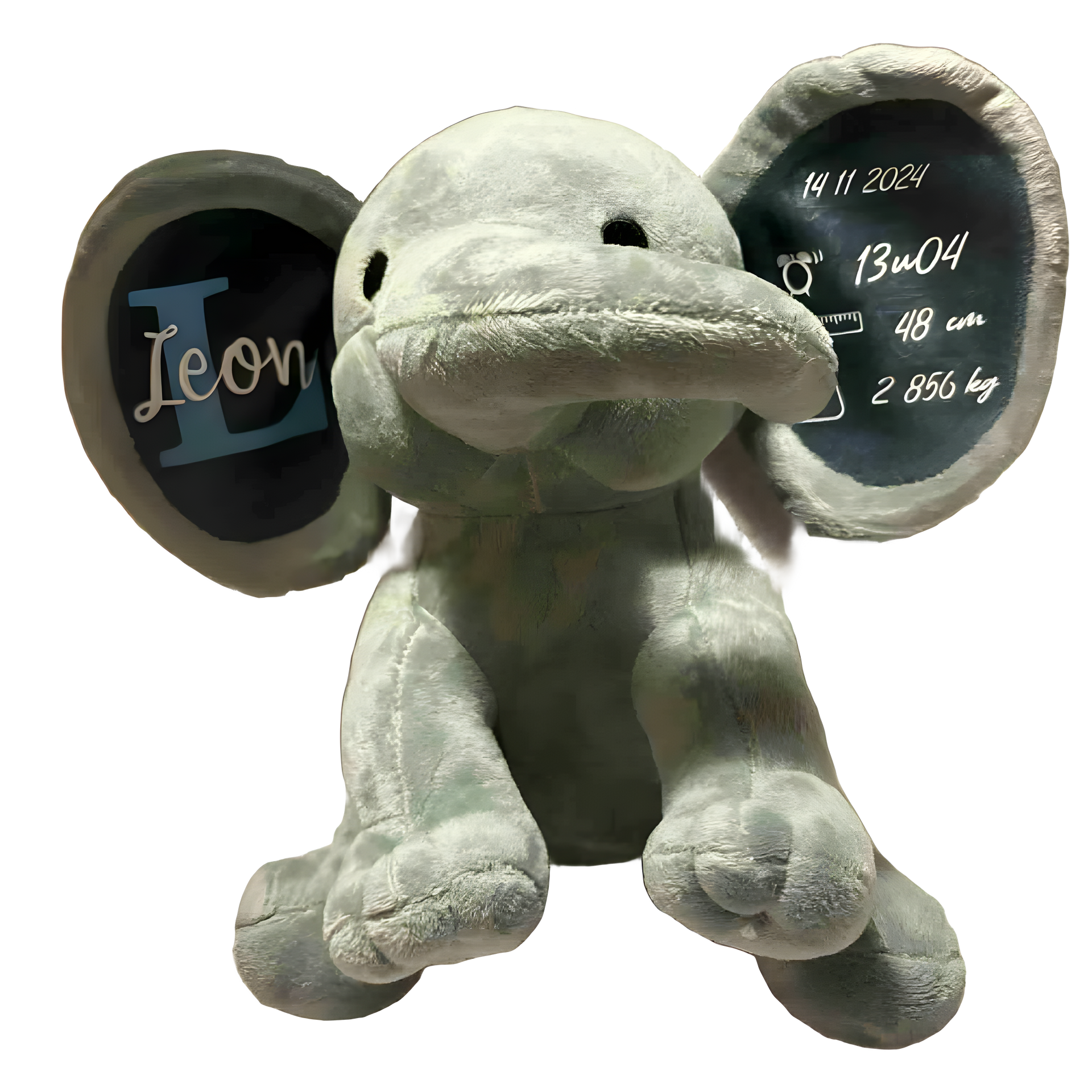geboorte knuffel olifant (grijs)