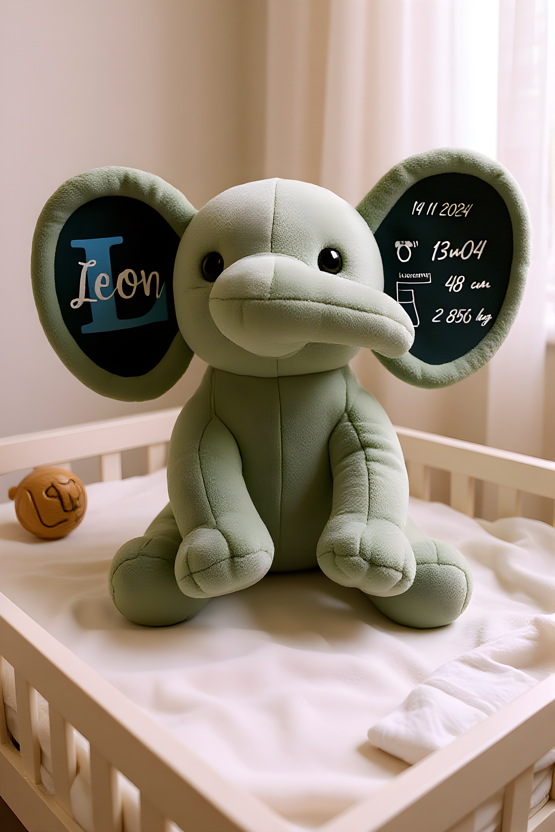 geboorte knuffel olifant (grijs)