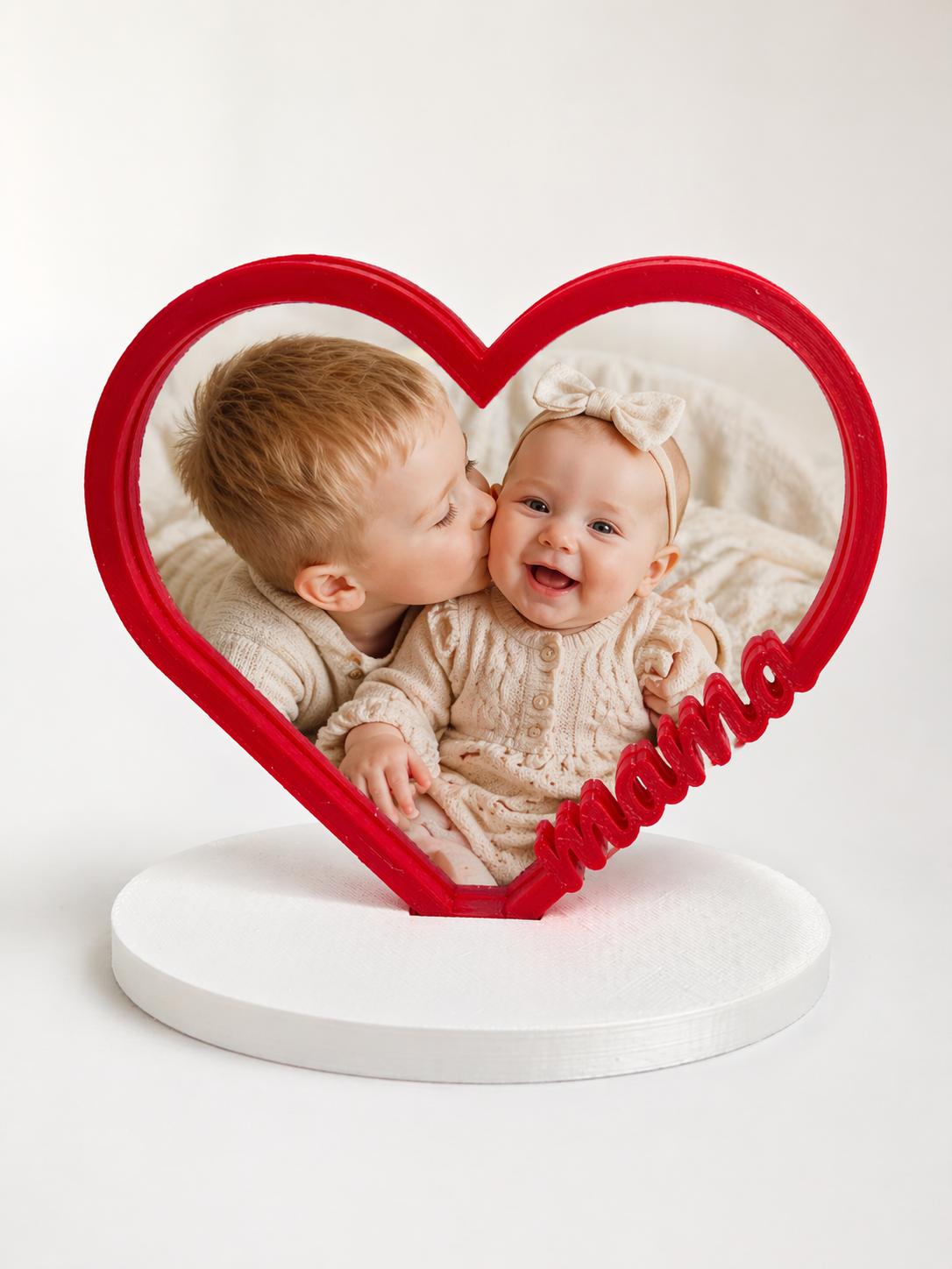 3D Geprinte Hartvormige Fotohouder met Naam