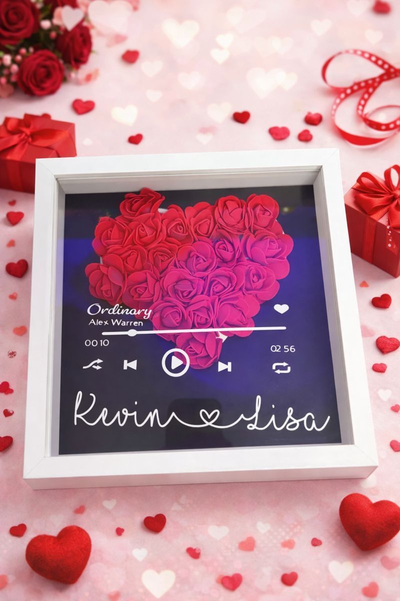 Gepersonaliseerde liefdes-fotolijst met songdesign