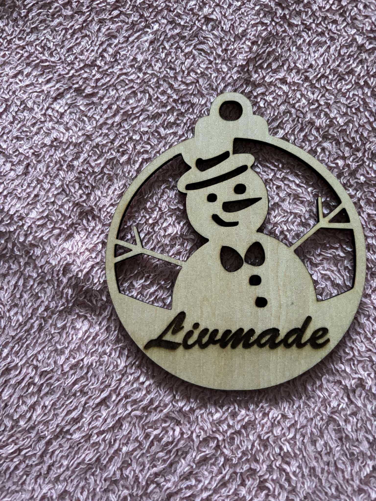 Houten kerst sneeuwman met naam