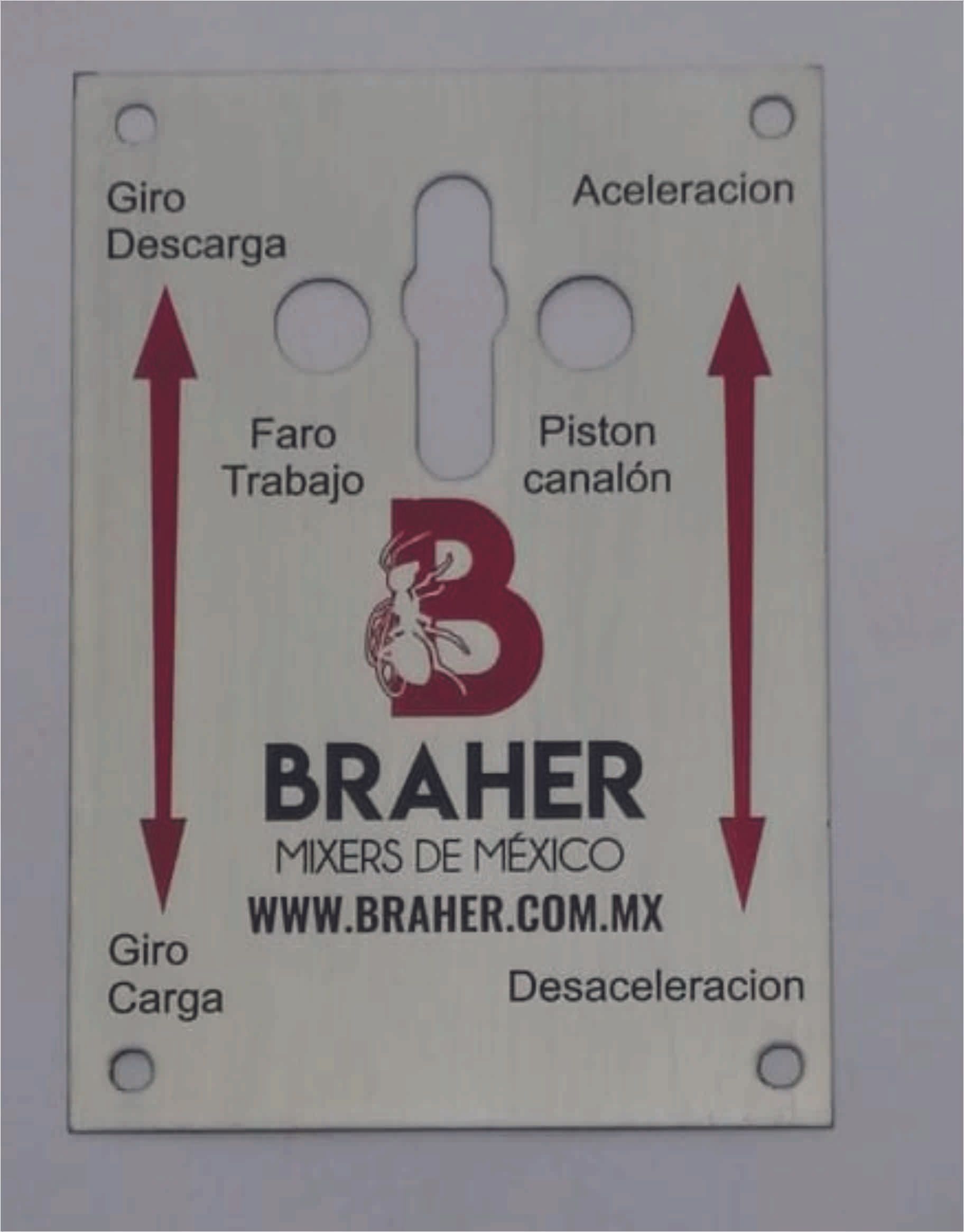 Placa Acero Inoxidable fotograbada a 2 tintas, con corte con chorro de agua
