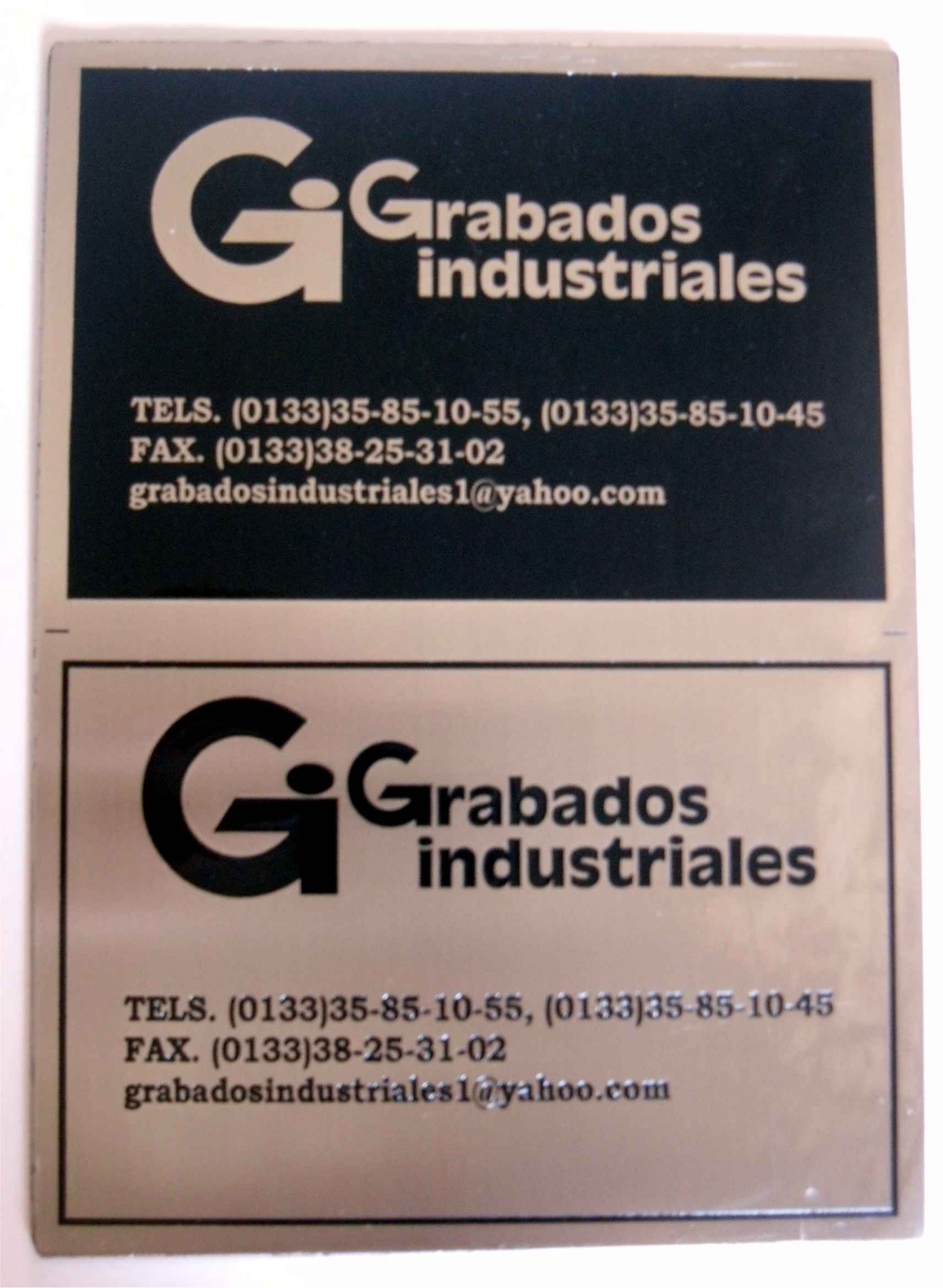 Placa Acero grabado fondo y grabado normal