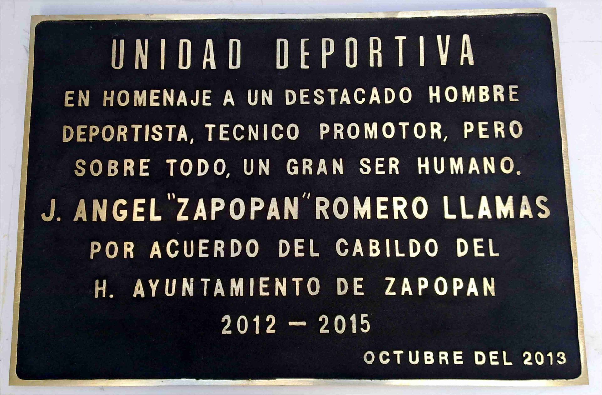 Placa Bronce Fundido Zapopan Romero