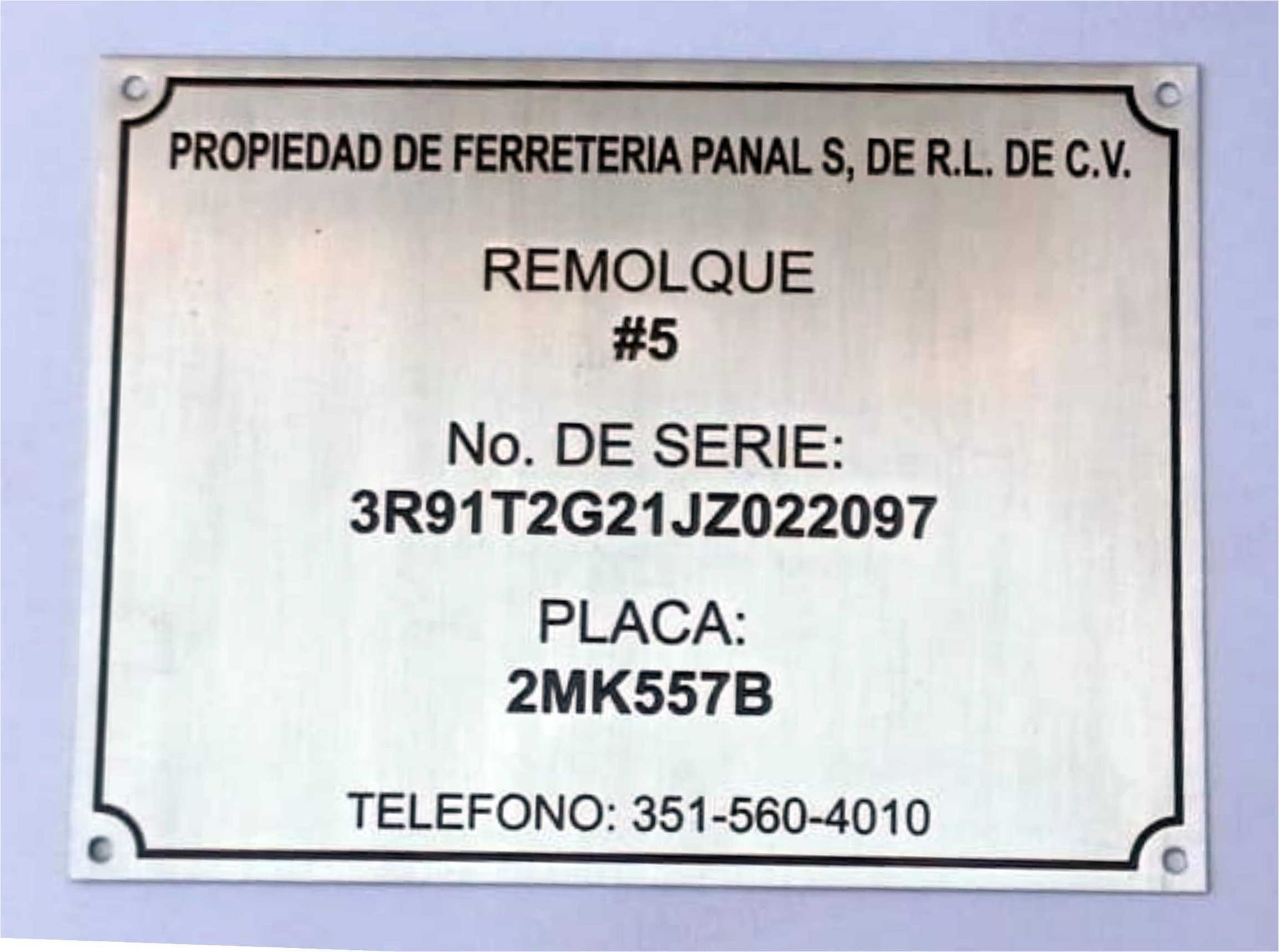 Placa aluminio fotograbado Ferreteria Panal