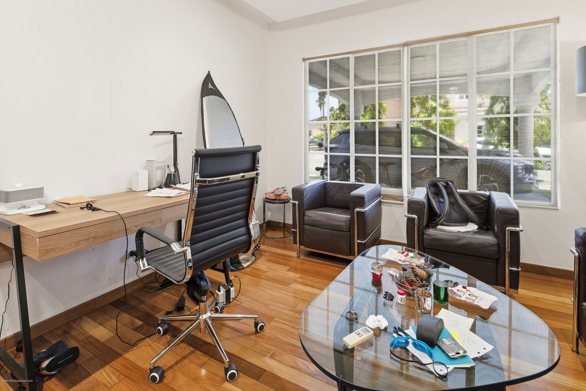 Costa del Este living room as captured on-site before digital declutter, Panama luxury real estate photography.