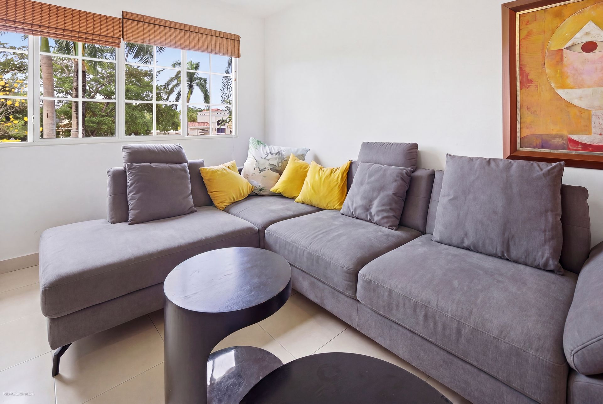 Costa del Este living room after digital declutter, final delivery for luxury real estate listing in Panama.