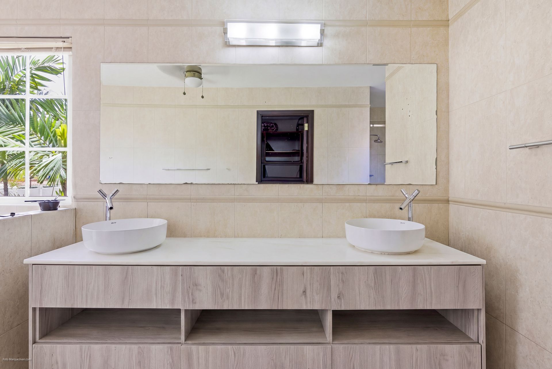 Costa del Este master bathroom after digital declutter, final delivery for luxury real estate listing in Panama.