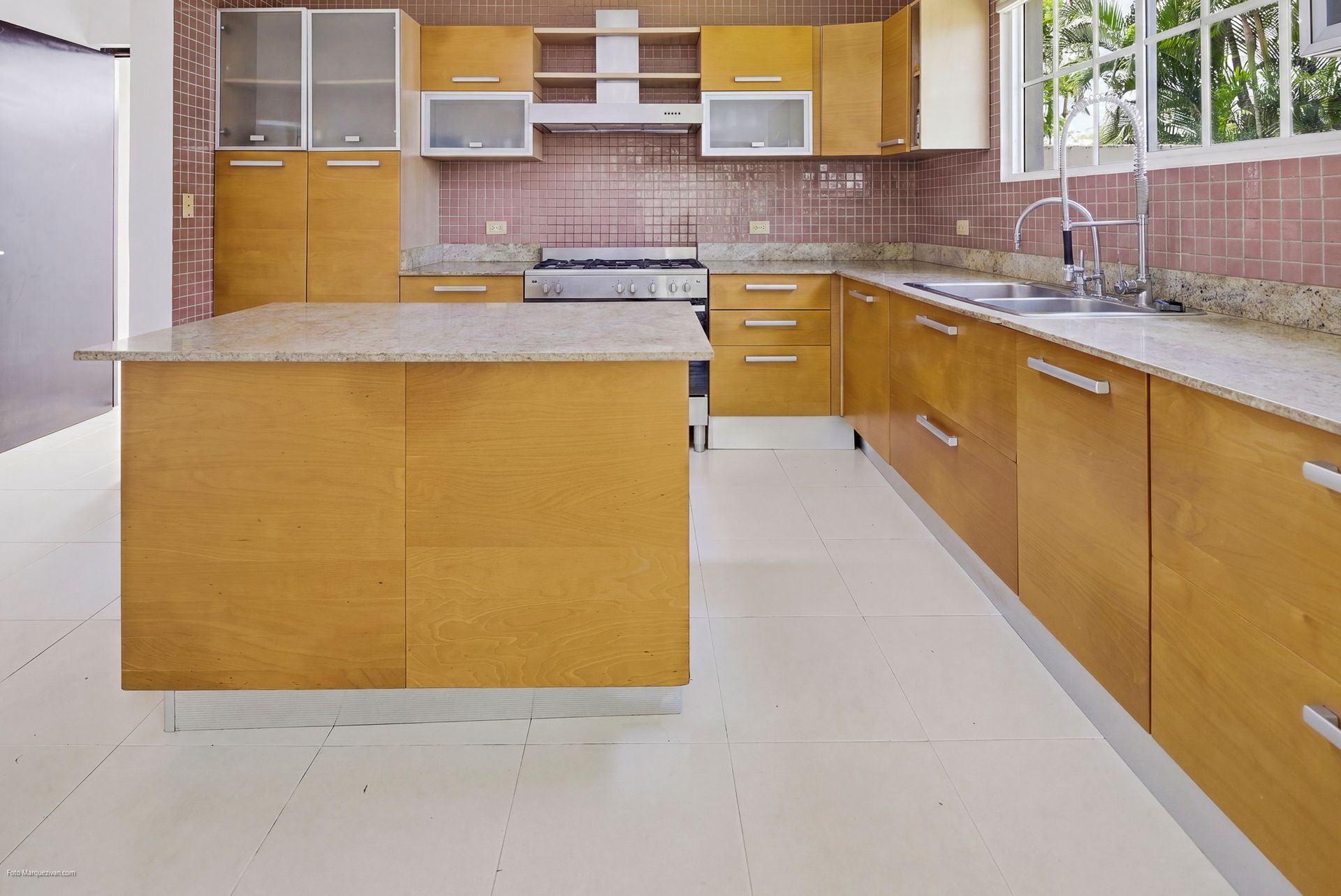 Costa del Este kitchen after digital declutter, final delivery for luxury real estate listing in Panama.