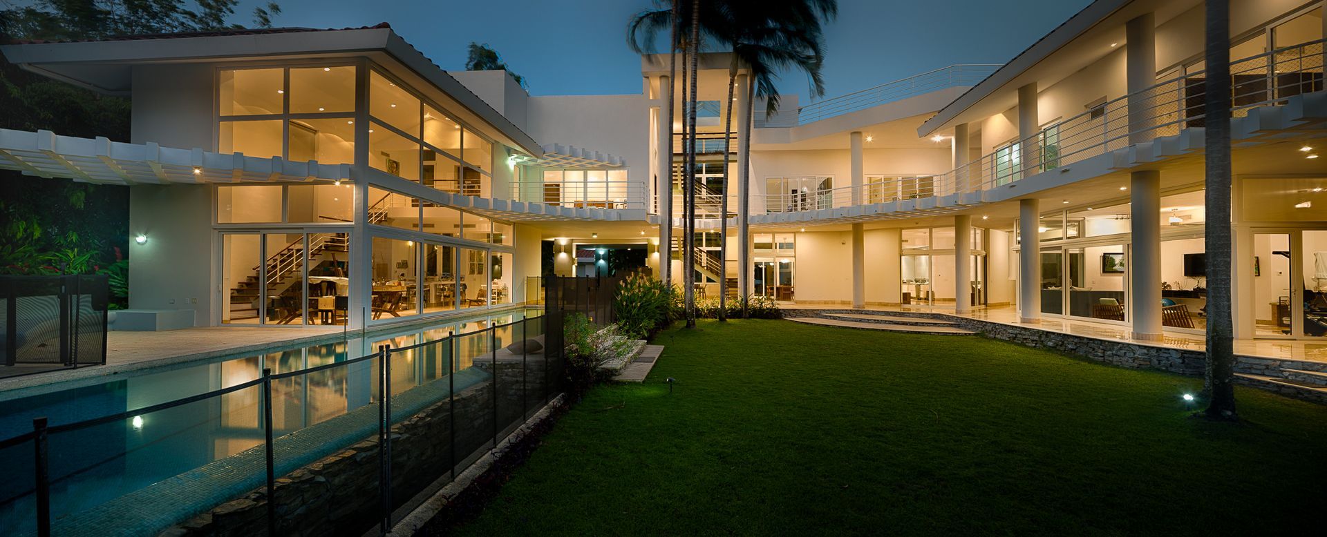 Professional night architectural shoot for luxury property in Panama.