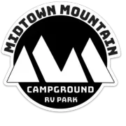 A black and white logo for midtown mountain campground rv park