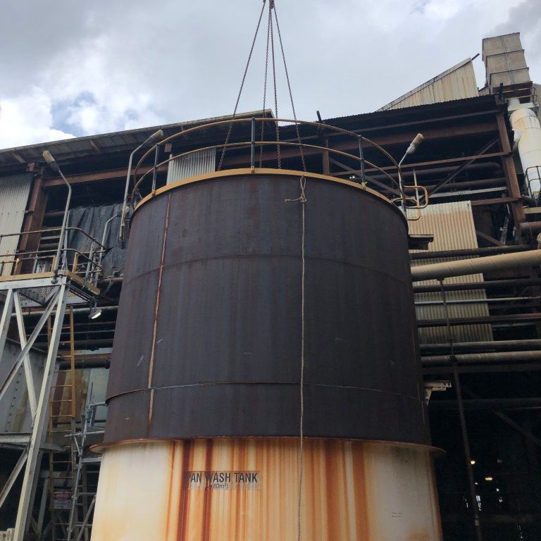 Dirty Tank on a Crane — Origin Group in Paget, QLD